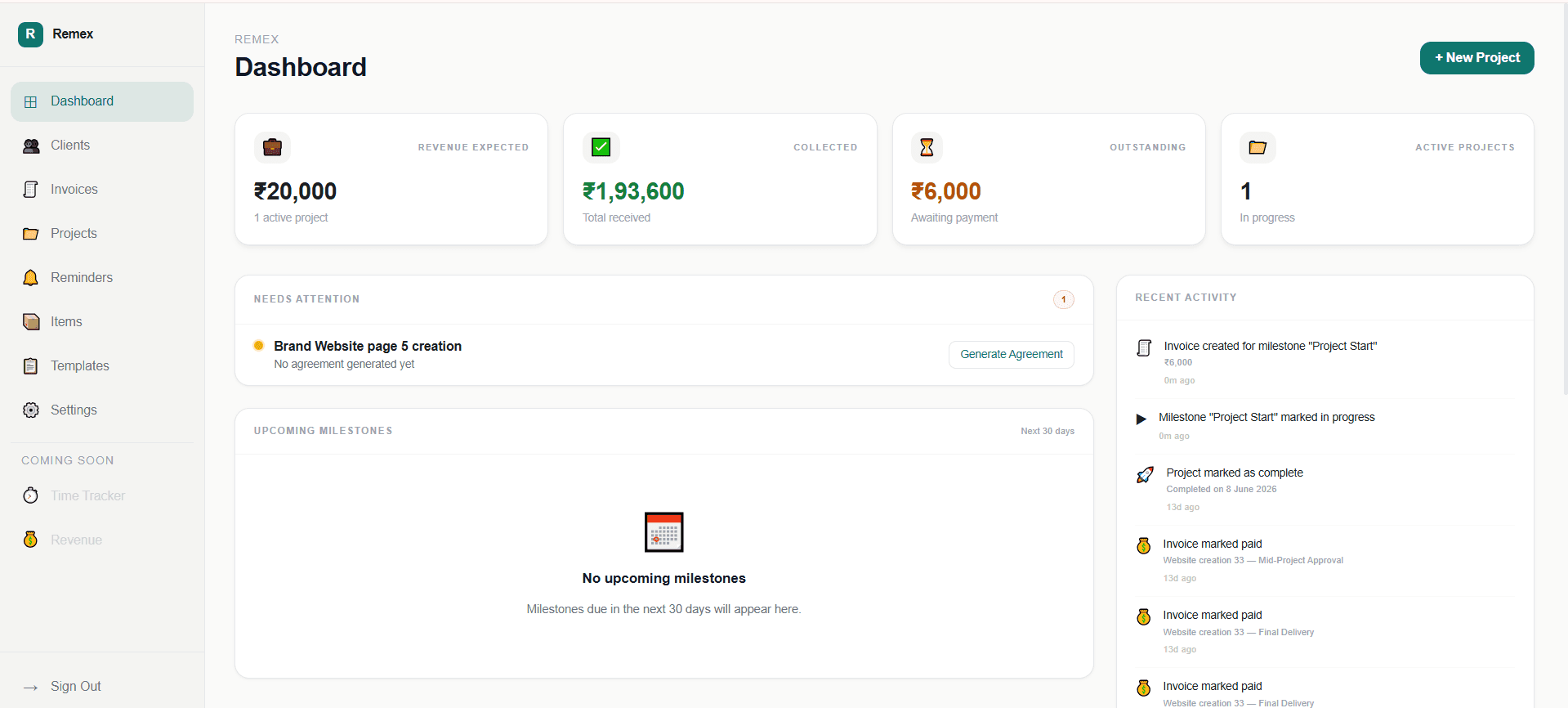 Remex dashboard